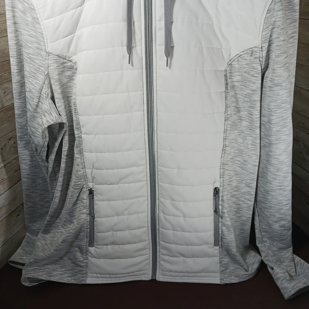 Jockey Women's White and Gray Active Wear‎ Hooded Full Zip Jacket Sz XXL
